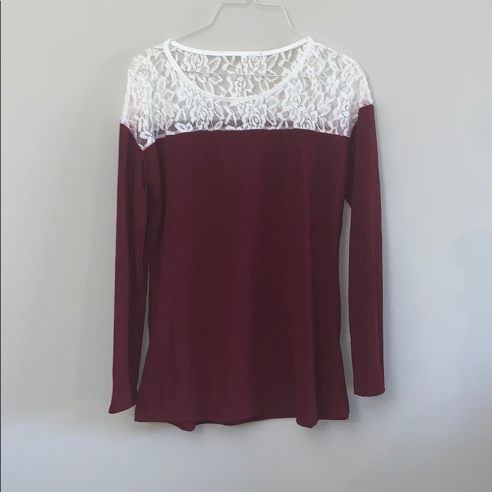 Maroon and lace shirt